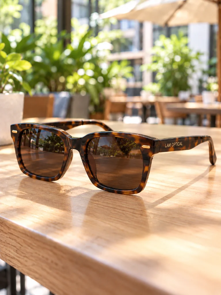 Kính râm acetate bản dày màu havana