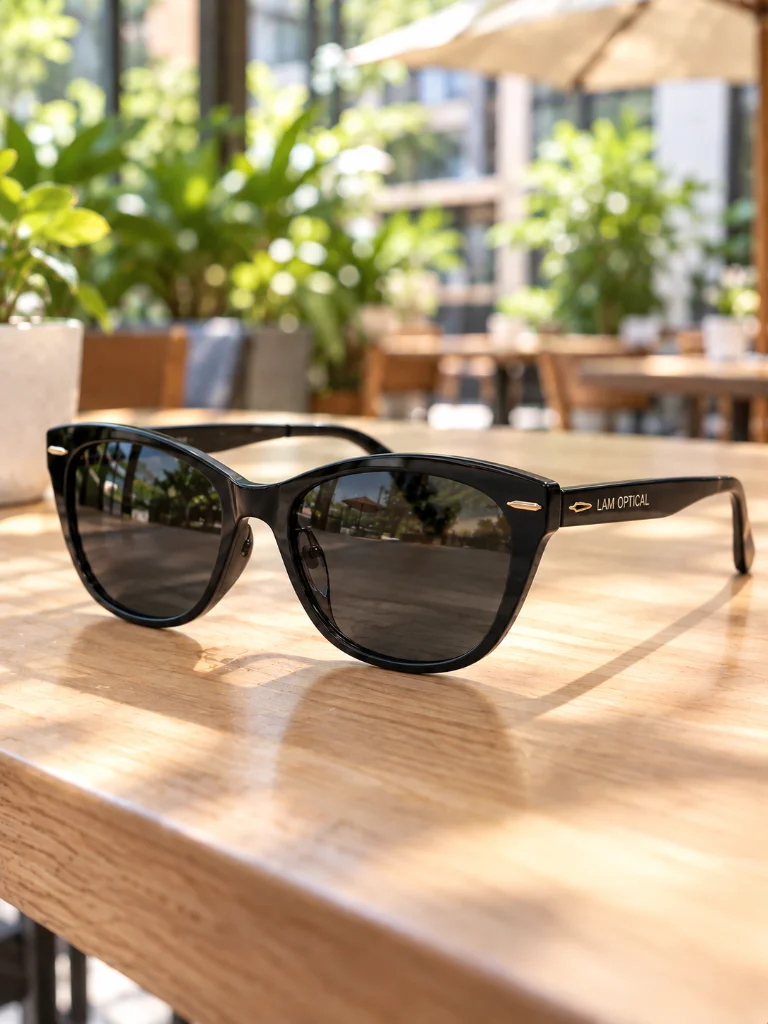Kính râm mắt mèo acetate màu đen